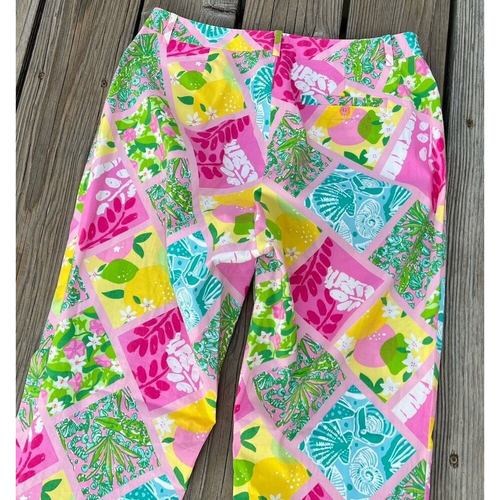 Lilly Pulitzer Women's 8 Tropical Patchwork Pants Floral Shells Crocodile - Picture 8 of 9